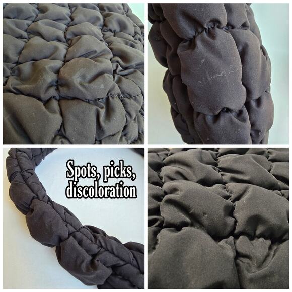 COS Quilted Mini Bag Black Puffer Purse Zip Top Hobo Handbag - Picture 6 of 9